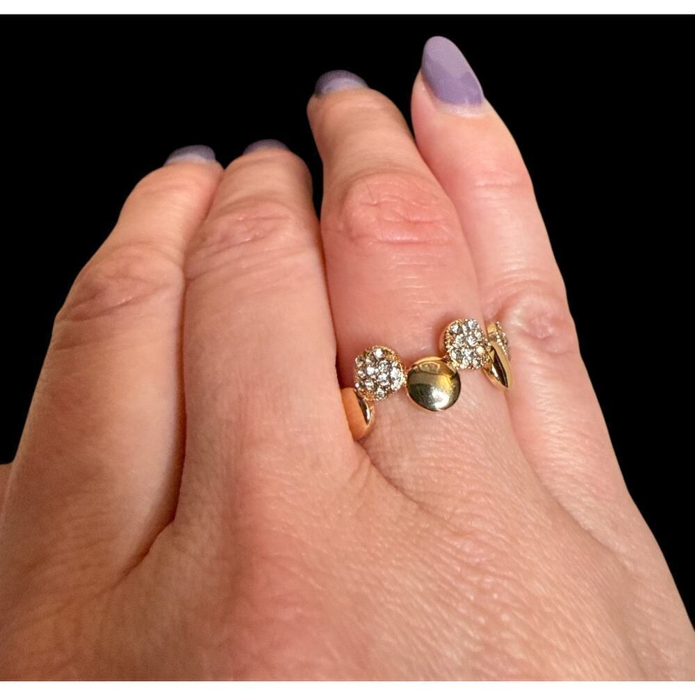 Marlyn Schiff Disc Pave Adjustable Ring - Gold NIP